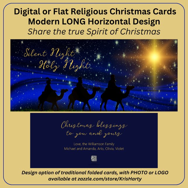 Religiösa: Hälsningarna julkort, långt Vågrät Julkort (Share the true Spirit of Christmas with loved ones with a modern unique long horizontal design.)