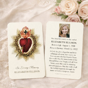 Religiösa Helig Heart Jesus begravningskort Visitkort