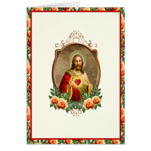 Religiösa Helig Heart Jesus katolska Prayer Hälsningskort