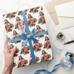 Religiösa Helig Heart Jesus Röd ros  Presentpapper