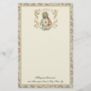 Religiösa Helig Heart Jesus Vintage Ro