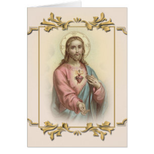 Religiösa Helig Heart Kristna bön Hälsningskort