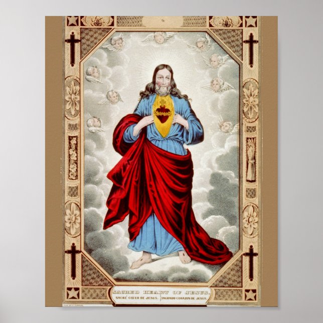 Religiösa Helig Heart of-Jesus-bild Poster (Framsidan)