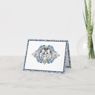 Religiösa Heliga Family Elegant Blue Blommigt Tack Kort
