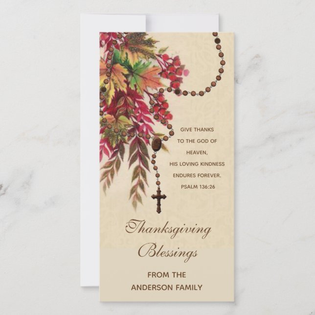 Religiösa Höst löv Rosary Thanksgiving Helgdag (Framsida)