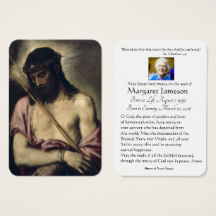 Religiösa Jesus Ecce Homo begraver minnesbön Visitkort