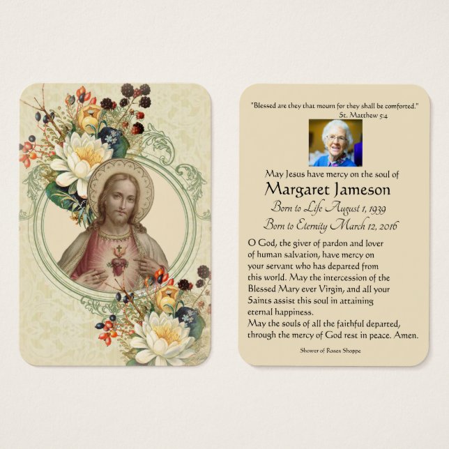 Religiösa Jesus Funeral Prayer Memorial Card Visitkort (Framsida & baksida)