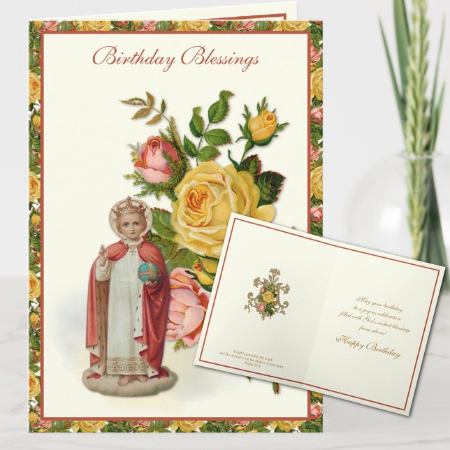 Religiösa Jesus Infant Prag Red Gul ros Kort (Skapare uppladdad)