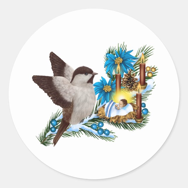 Religiösa jul Baby Jesus Sticker Runt Klistermärke (Framsida)