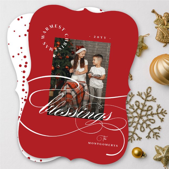 Religiösa Jul Blessings Calligraphy Photo Julkort (Skapare uppladdad)