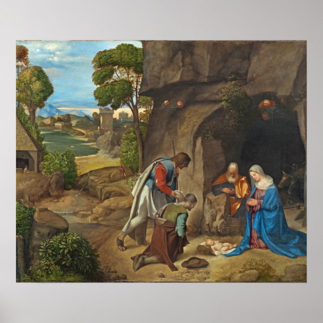 Religiösa jul Giorgione Shepherds Painting Poster (Framsidan)