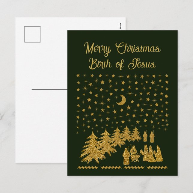 Religiösa Jul, Jesus födelse Helg Vykort (Fram/baksida)
