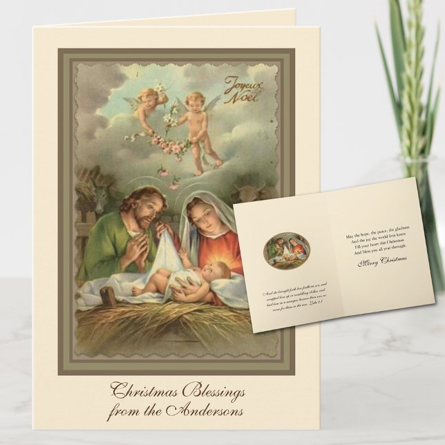 Religiösa jul Jesus St. Joseph Virgin Mary Helgkort (Religious Easy to Personalize Christmas Cards )