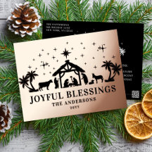 Religiösa Jul Joyous Blessings Manger Heliga