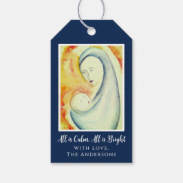 Religiösa Jul Madonna och Barnvatten Presentetikett