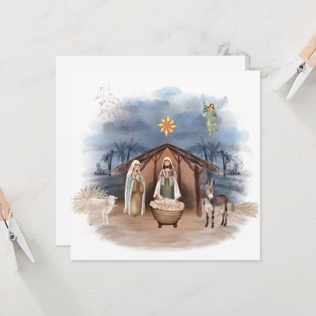 Religiösa Jul Nativitet Birth Jesus Baptism I Inbjudningar (Fram/Back In Situ)