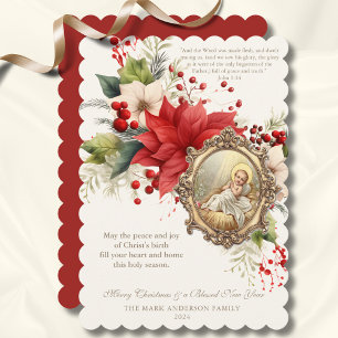 Religiösa jul Poinsettia Baby Jesus