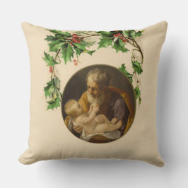 Religiösa jul St. Joseph Baby Jesus Holly Kudde