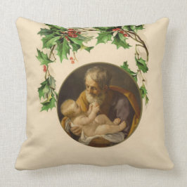 Religiösa jul St. Joseph Baby Jesus Holly Kudde