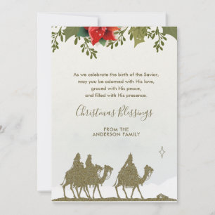 Religiösa jul Tre Kung Poinsettia Julkort