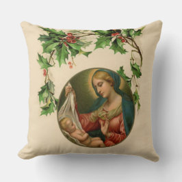 Religiösa Jul Virgin Mary Baby Jesus Blommigt Kudde