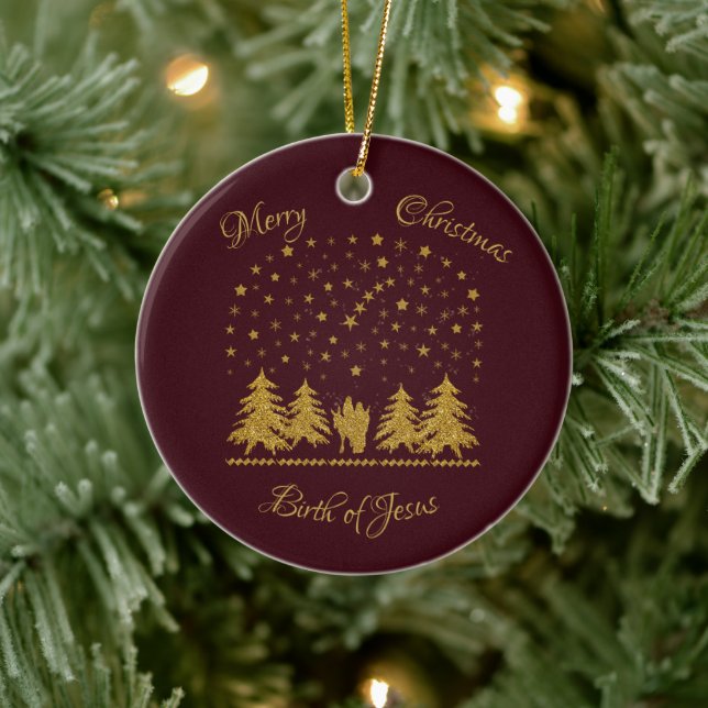 Religiösa Jul Virgin Mary, St. Joseph, Jesus Julgransprydnad Keramik (Träd)