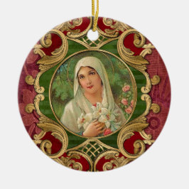 Religiösa Jul Virgin Mary Vintage Elegant Julgransprydnad Keramik
