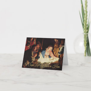 Religiösa julfamiljens fotonativitetscen helgkort