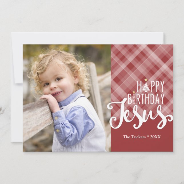 Religiösa Julfoto, Grattis på födelsedagen Jesus Julkort (Framsida)