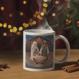 Religiösa - jultomatiktscen och skript kaffemugg