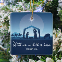 Religiösa jultomhet Scene Blue Christian