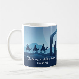 Religiösa jultomhet Scene Blue Christian Kaffemugg