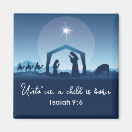 Religiösa jultomhet Scene Blue Christian Magnet