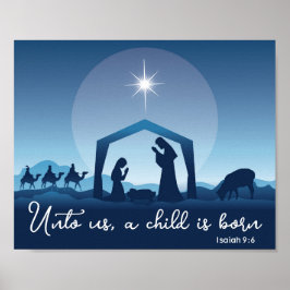Religiösa jultomhet Scene Blue Christian Poster