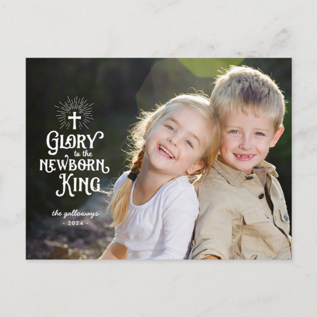 Religiösa Julvit överlägg, Fullt Foto Vykort (Framsida)