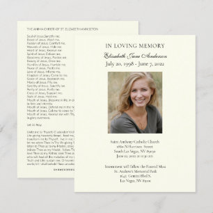 Religiösa katolik för Funeral Photo Prayer Kort