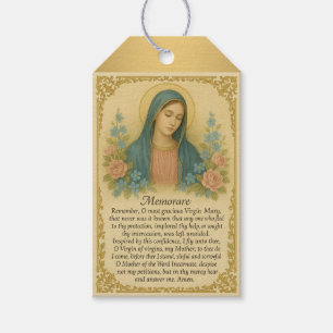 Religiösa Katolsk Memorare Prayer-Blommigt Presentetikett