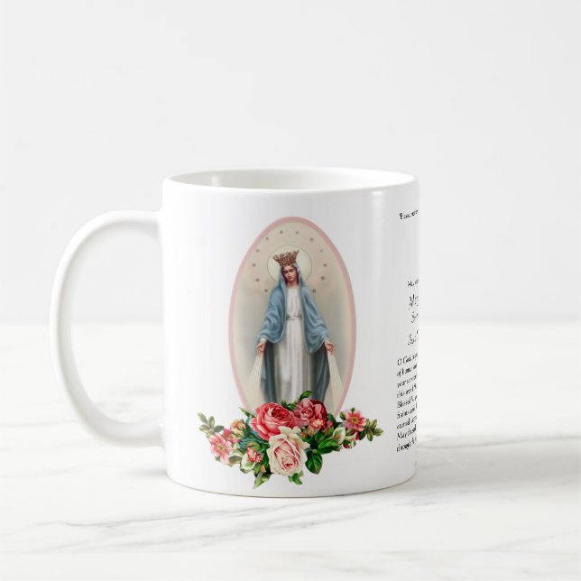 Religiösa Katolska begravningsminnesmärket Mary Kaffemugg (Vänster)