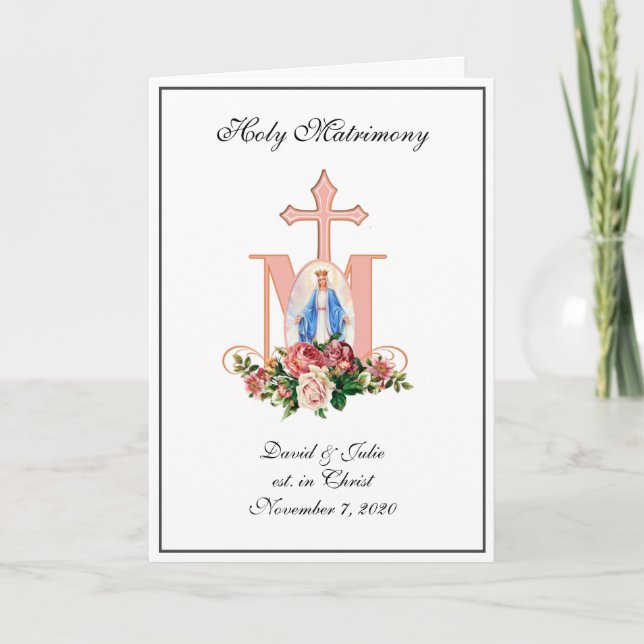 Religiösa Katolska Blommigten Bröllop Elegant Inbjudan (Framsida)