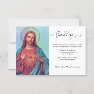 Religiösa Katolska Helig Heart Jesus kondoleans Tack Kort