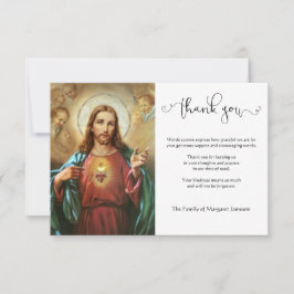 Religiösa Katolska Helig Heart Jesus kondoleans Tack Kort