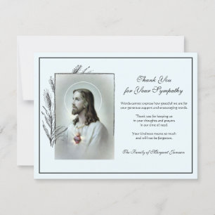 Religiösa katolska Helig Heart Jesus kondoleans Tack Kort