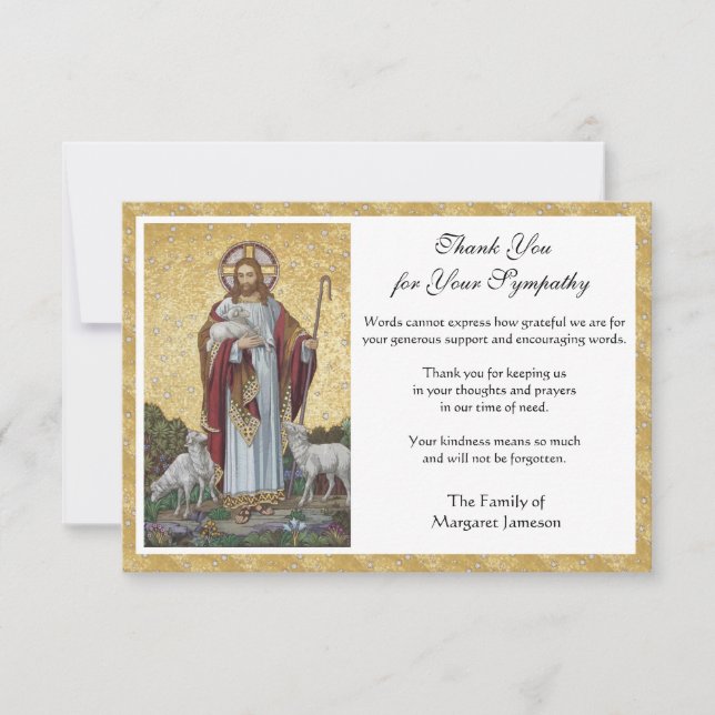 Religiösa katolska kondoleansen Jesus begraver Tack Kort (Framsida)