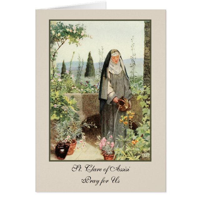 Religiösa katolska nun St. Clare of Assisi Hälsningskort (Framsidan)