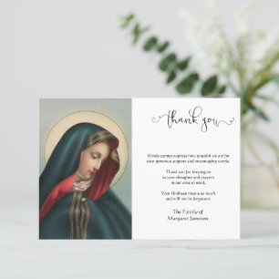 Religiösa-katolska soljungfru Mary-kondoleanser Tack Kort
