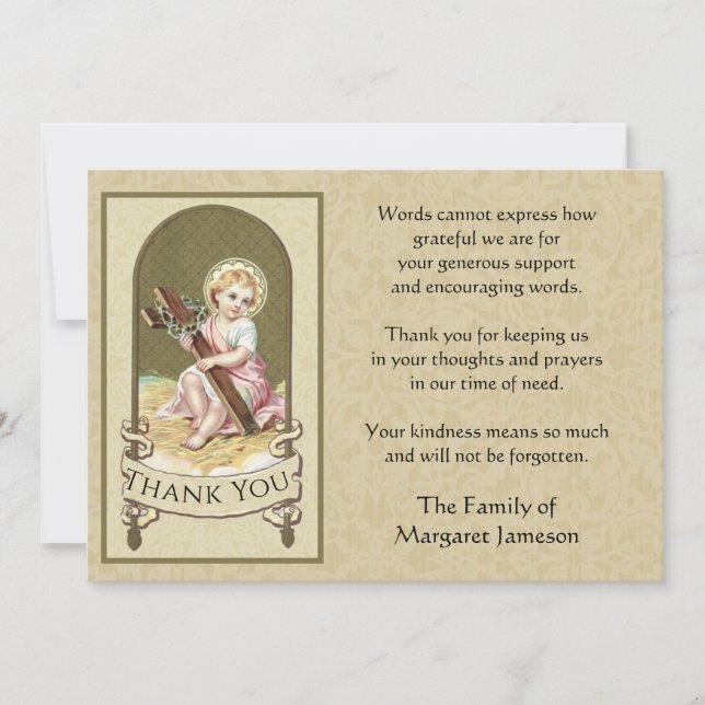 Religiösa, katolska spädbarn Jesus Sympati Tack (Framsida)