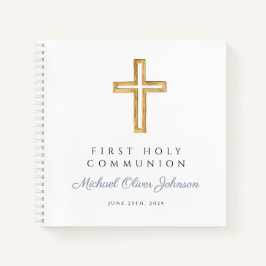 Religiösa Kor Blue Boy First Communion Guestbook