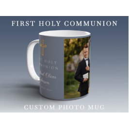 Religiösa Kor Blue Boy First Communion Photo Kaffemugg