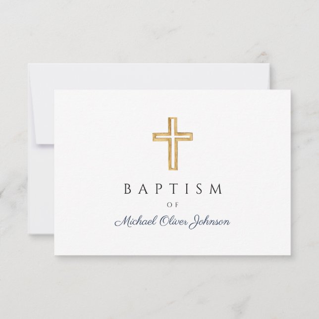 Religiösa Kor Boy Baptism i marinblått skript OSA Kort (Baksida)