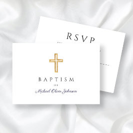 Religiösa Kor Boy Baptism i marinblått skript OSA Kort